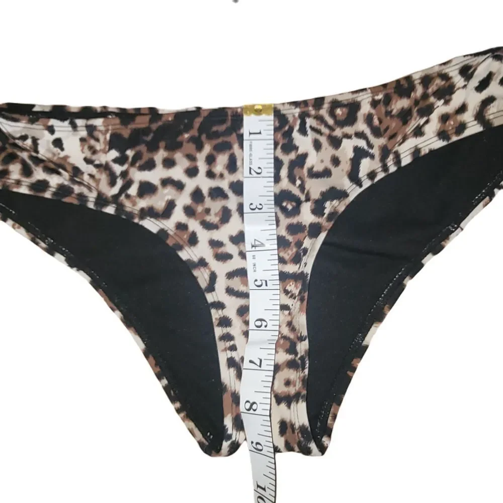 Leopard print Bikini with matching sheer‎ coverup Size L Animal Print Preowned
